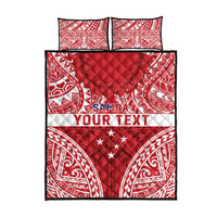 Personalised Toa Samoa Rugby Spirit Quilt Bed Set Red Samoan Tribal Pattern - Polynesian Pride