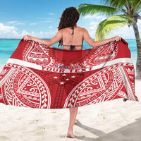 Personalised Toa Samoa Rugby Spirit Sarong Red Samoan Tribal Pattern - Polynesian Pride