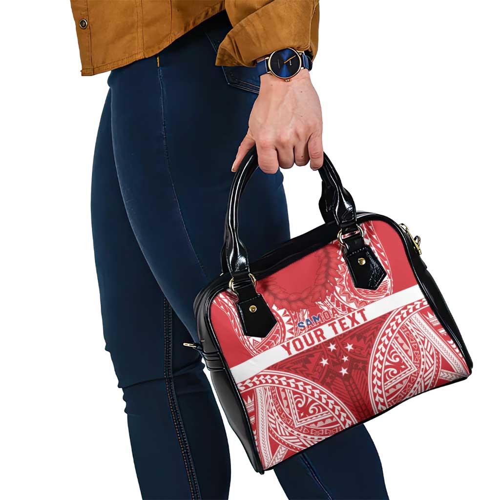 Personalised Toa Samoa Rugby Spirit Shoulder Handbag Red Samoan Tribal Pattern - Polynesian Pride