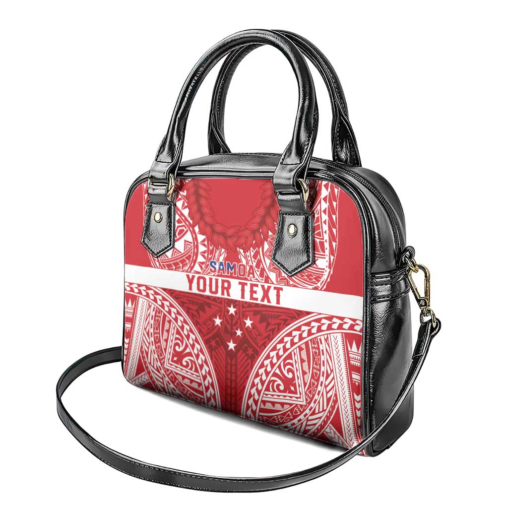 Personalised Toa Samoa Rugby Spirit Shoulder Handbag Red Samoan Tribal Pattern - Polynesian Pride