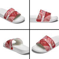 Personalised Toa Samoa Rugby Spirit Slide Sandals Red Samoan Tribal Pattern - Polynesian Pride