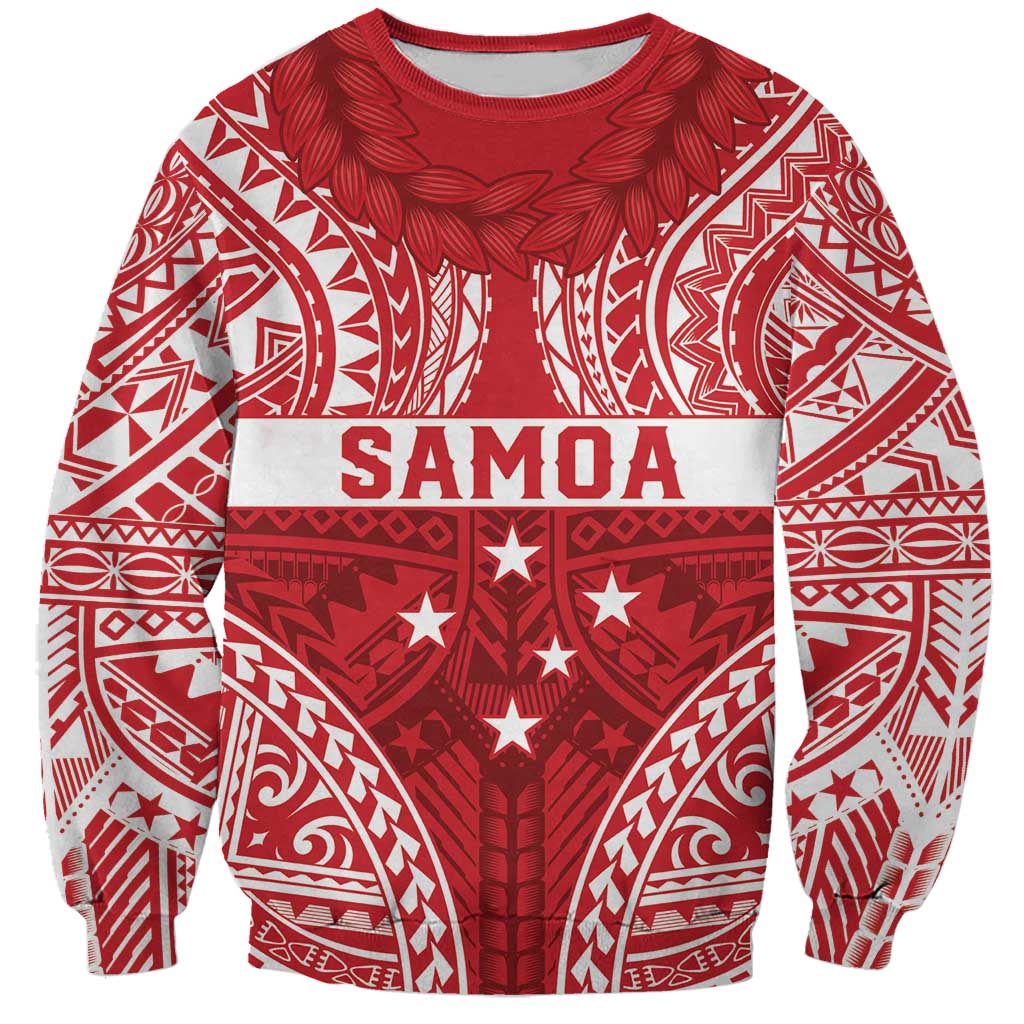 Personalised Toa Samoa Rugby Spirit Sweatshirt Red Samoan Tribal Pattern - Polynesian Pride