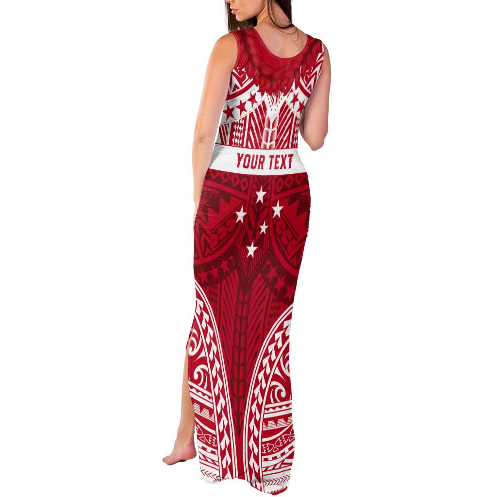 Personalised Toa Samoa Rugby Spirit Tank Maxi Dress Red Samoan Tribal Pattern - Polynesian Pride