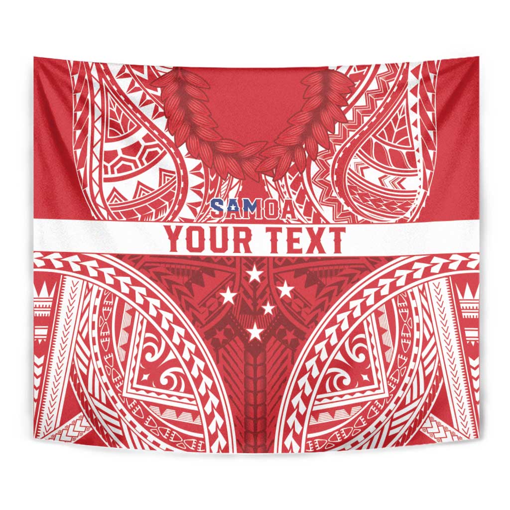 Personalised Toa Samoa Rugby Spirit Tapestry Red Samoan Tribal Pattern - Polynesian Pride
