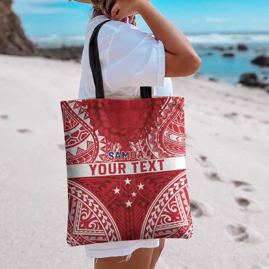 Personalised Toa Samoa Rugby Spirit Tote Bag Red Samoan Tribal Pattern - Polynesian Pride