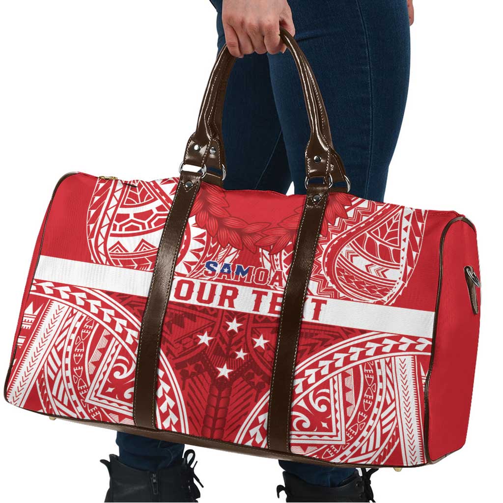 Personalised Toa Samoa Rugby Spirit Travel Bag Red Samoan Tribal Pattern - Polynesian Pride
