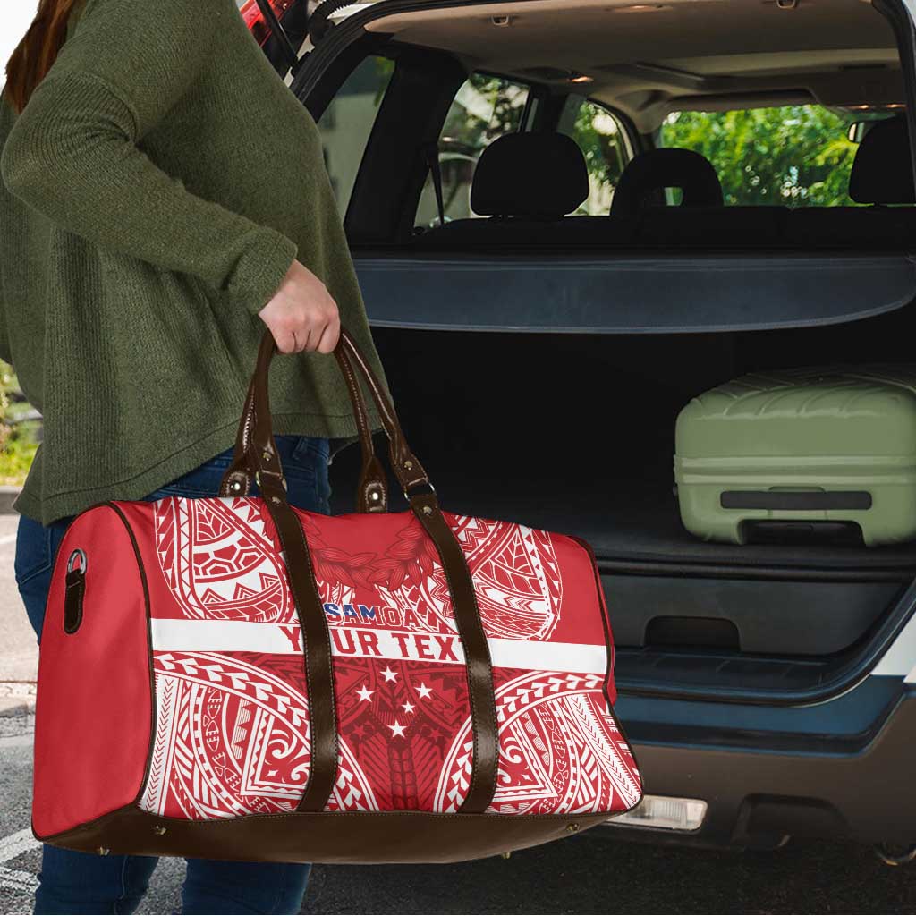 Personalised Toa Samoa Rugby Spirit Travel Bag Red Samoan Tribal Pattern - Polynesian Pride