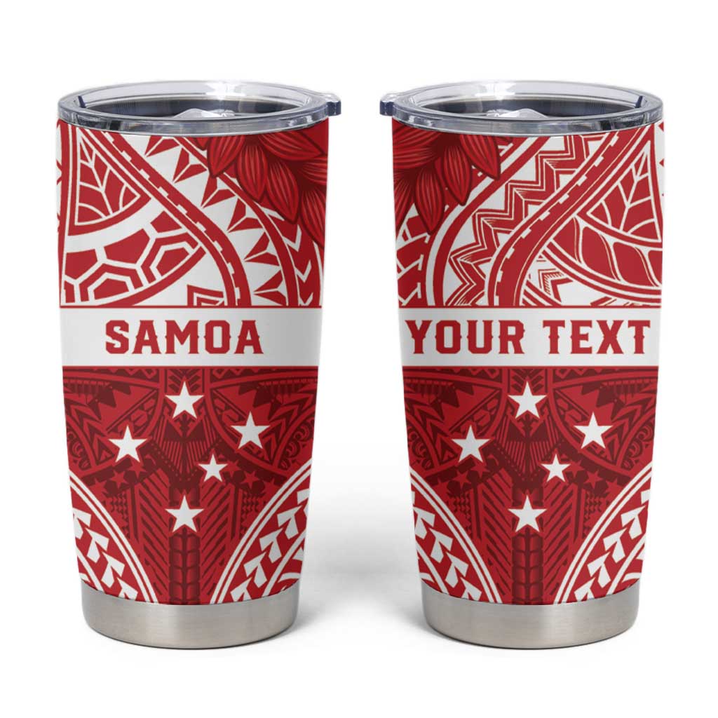 Personalised Toa Samoa Rugby Spirit Tumbler Cup Red Samoan Tribal Pattern - Polynesian Pride