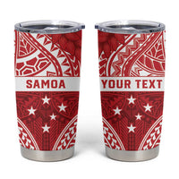 Personalised Toa Samoa Rugby Spirit Tumbler Cup Red Samoan Tribal Pattern - Polynesian Pride
