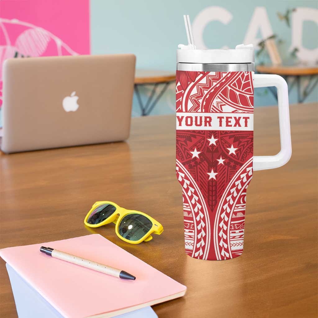Personalised Toa Samoa Rugby Spirit Tumbler With Handle Red Samoan Tribal Pattern - Polynesian Pride