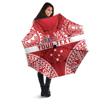 Personalised Toa Samoa Rugby Spirit Umbrella Red Samoan Tribal Pattern - Polynesian Pride
