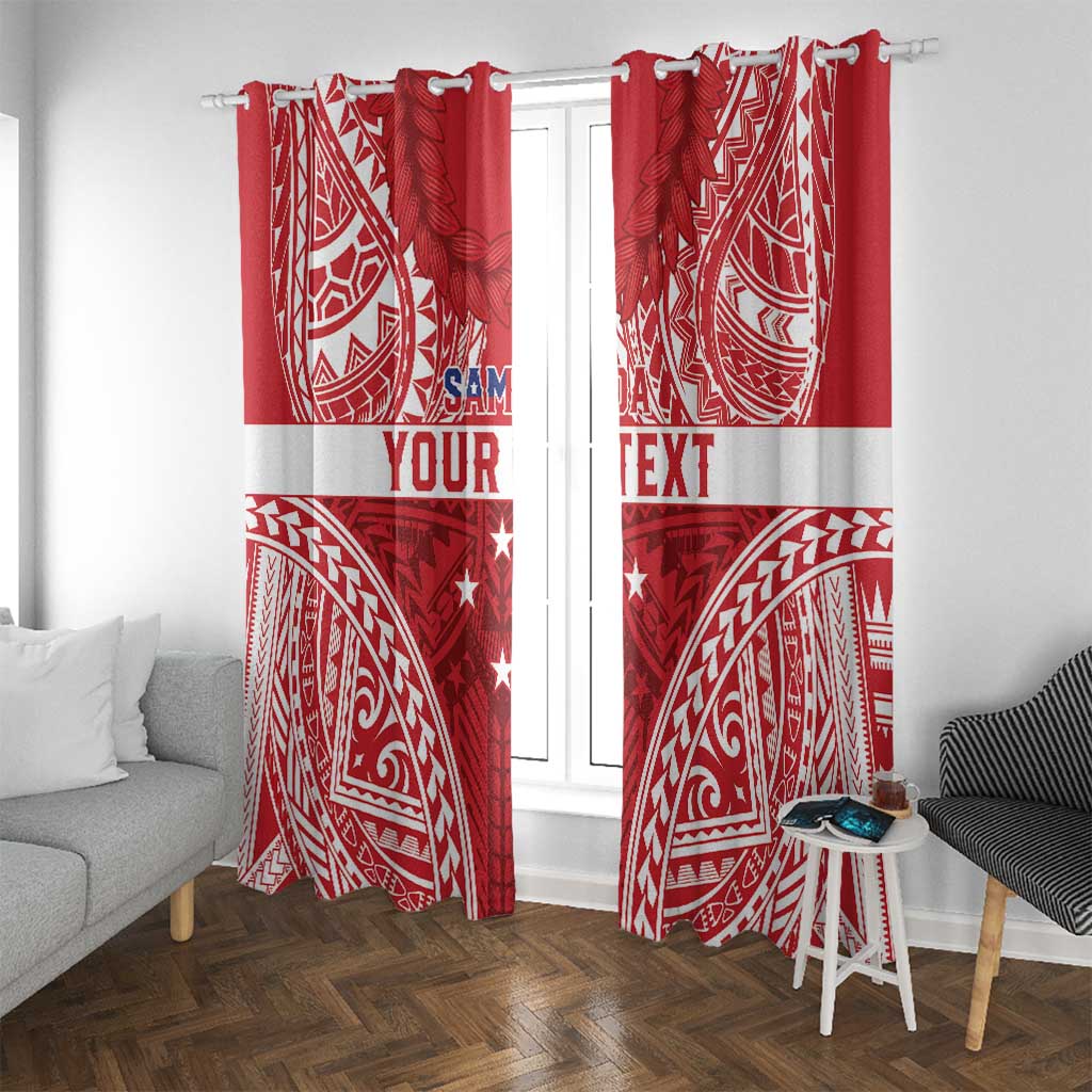 Personalised Toa Samoa Rugby Spirit Window Curtain Red Samoan Tribal Pattern - Polynesian Pride