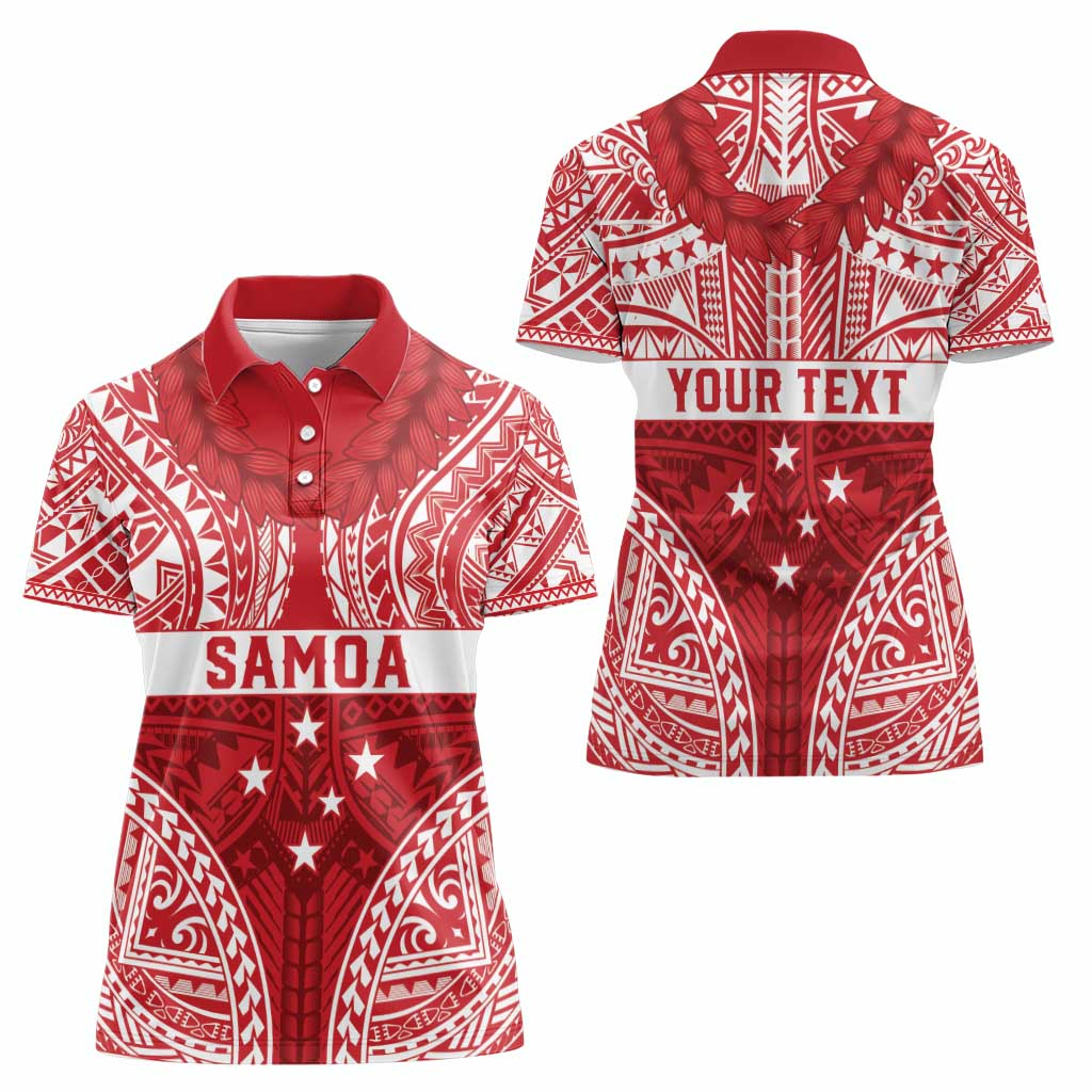 Personalised Toa Samoa Rugby Spirit Women Polo Shirt Red Samoan Tribal Pattern - Polynesian Pride