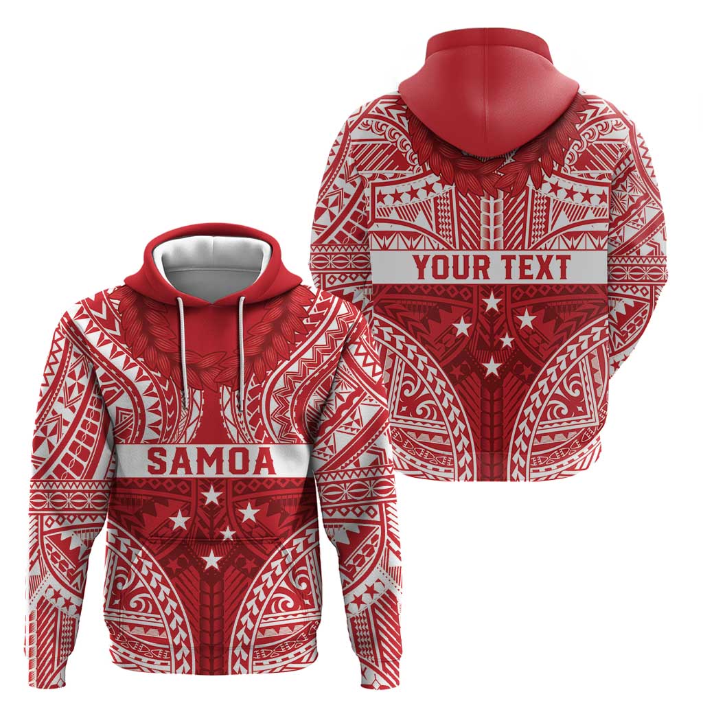 Personalised Toa Samoa Rugby Spirit Zip Hoodie Red Samoan Tribal Pattern - Polynesian Pride