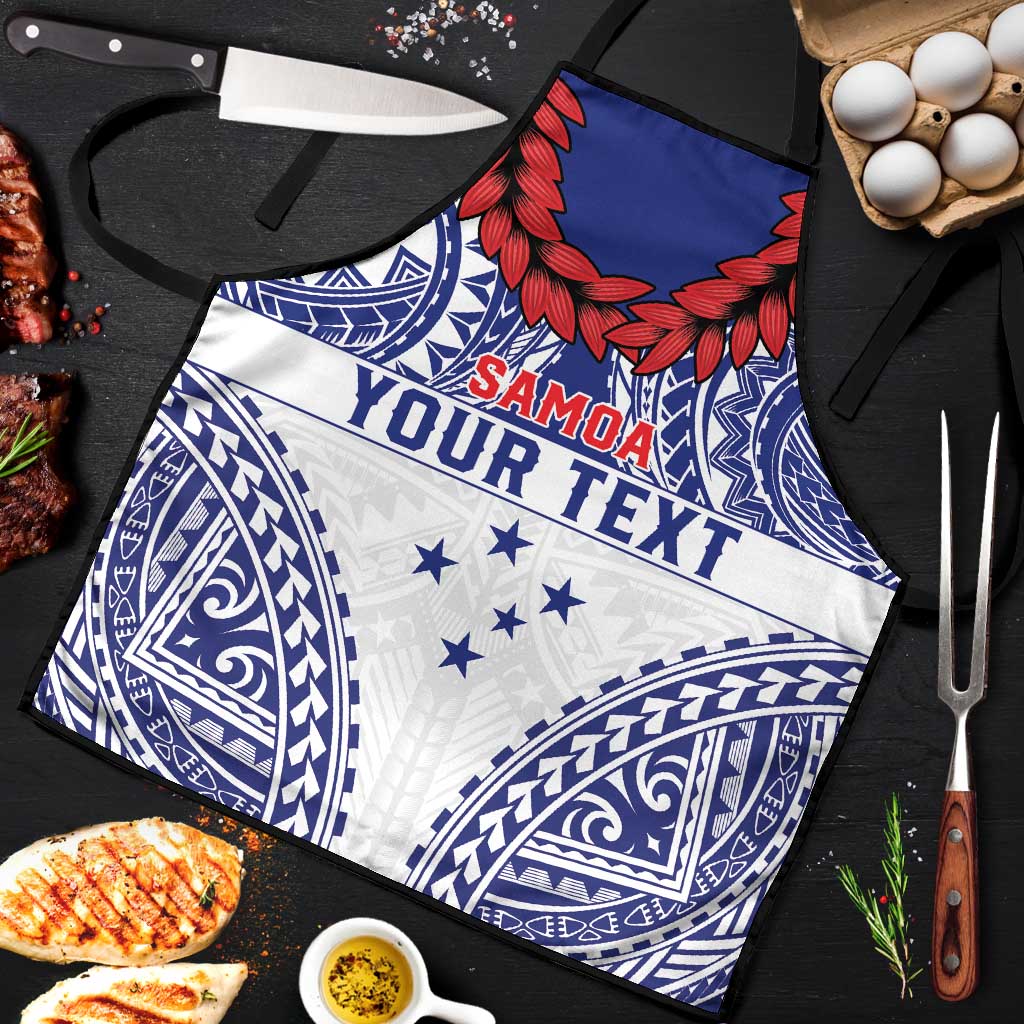 Personalised Toa Samoa Rugby Spirit Apron White Samoan Tribal Pattern - Polynesian Pride