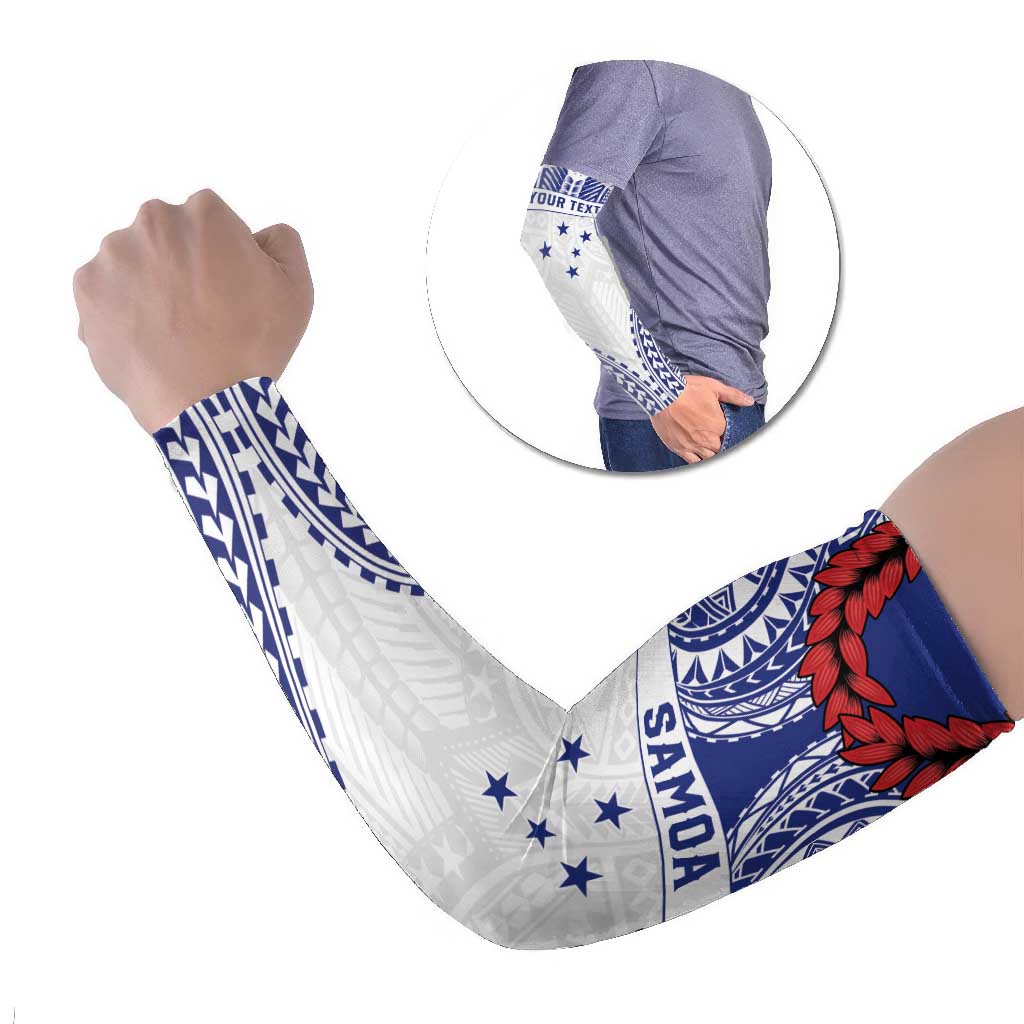 Personalised Toa Samoa Rugby Spirit Arm Sleeves White Samoan Tribal Pattern - Polynesian Pride