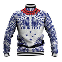 Personalised Toa Samoa Rugby Spirit Baseball Jacket White Samoan Tribal Pattern - Polynesian Pride