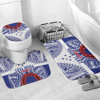 Personalised Toa Samoa Rugby Spirit Bathroom Set White Samoan Tribal Pattern - Polynesian Pride
