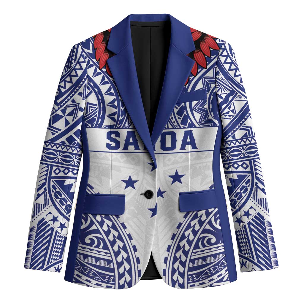 Personalised Toa Samoa Rugby Spirit Blazer White Samoan Tribal Pattern - Polynesian Pride