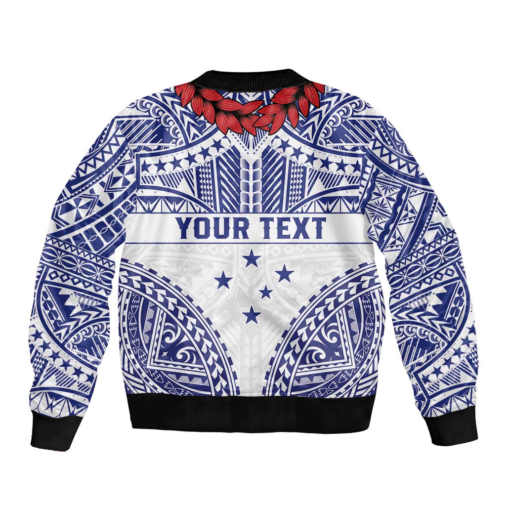 Personalised Toa Samoa Rugby Spirit Bomber Jacket White Samoan Tribal Pattern - Polynesian Pride