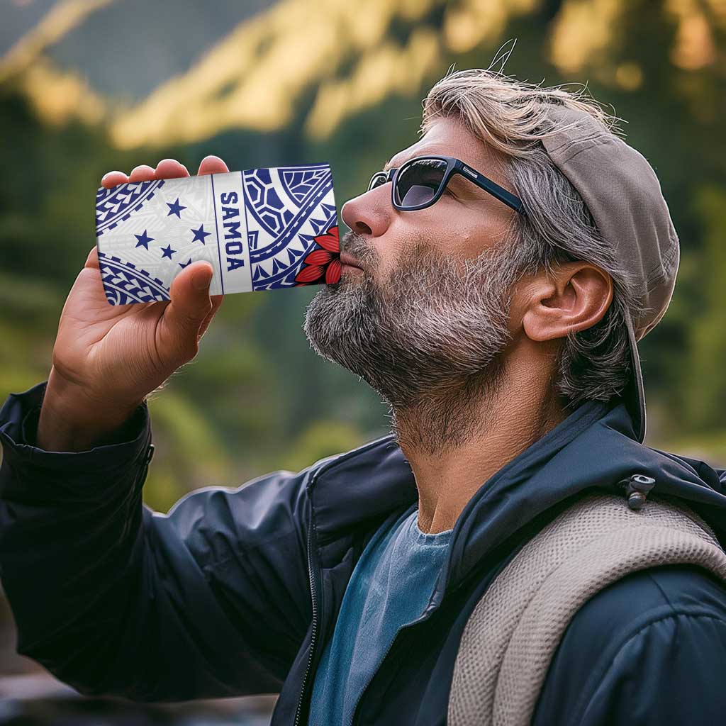 Personalised Toa Samoa Rugby Spirit 4 in 1 Can Cooler Tumbler White Samoan Tribal Pattern - Polynesian Pride