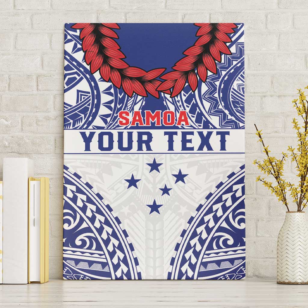 Personalised Toa Samoa Rugby Spirit Canvas Wall Art White Samoan Tribal Pattern - Polynesian Pride