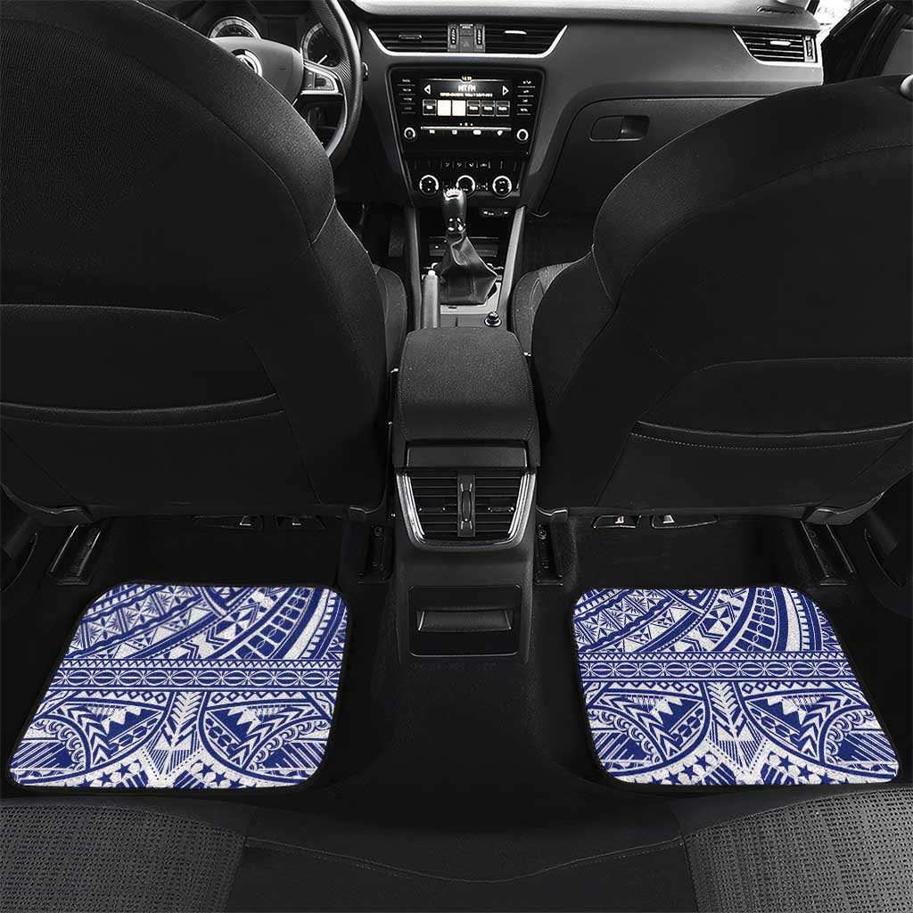 Personalised Toa Samoa Rugby Spirit Car Mats White Samoan Tribal Pattern - Polynesian Pride