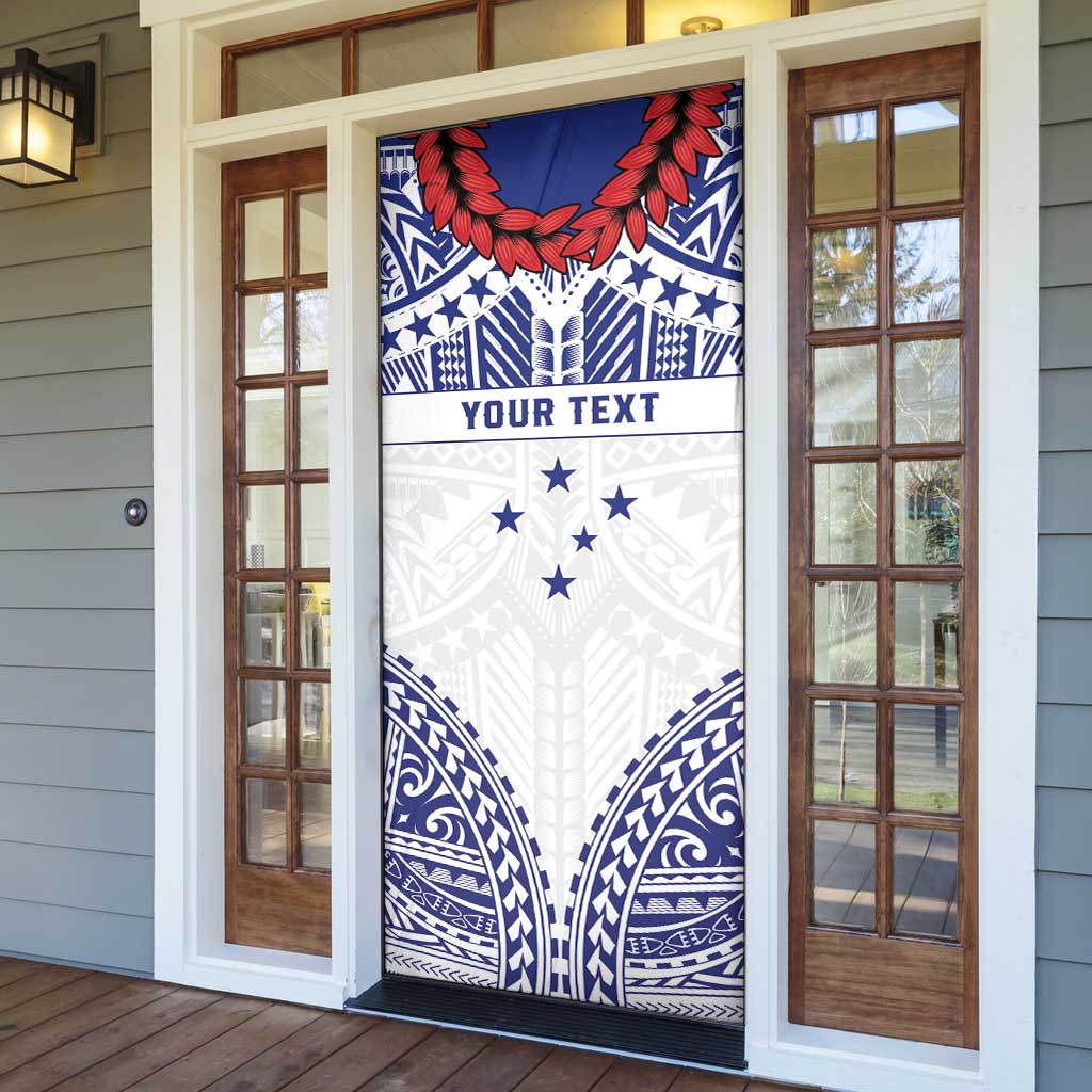 Personalised Toa Samoa Rugby Spirit Door Cover White Samoan Tribal Pattern - Polynesian Pride