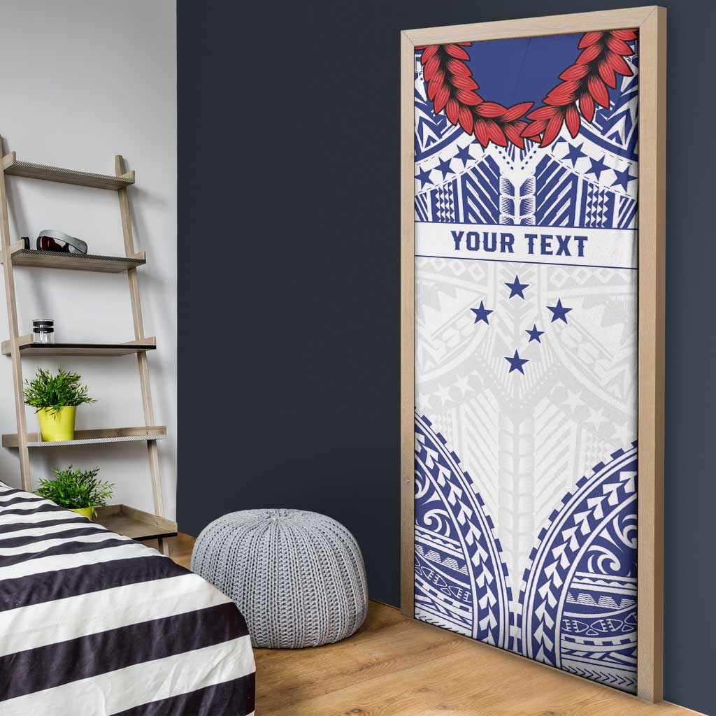 Personalised Toa Samoa Rugby Spirit Door Cover White Samoan Tribal Pattern - Polynesian Pride