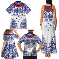 Personalised Toa Samoa Rugby Spirit Family Matching Tank Maxi Dress and Hawaiian Shirt White Samoan Tribal Pattern - Polynesian Pride