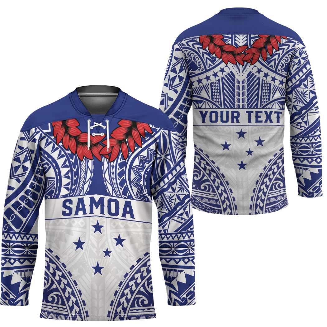Personalised Toa Samoa Rugby Spirit Hockey Jersey White Samoan Tribal Pattern - Polynesian Pride