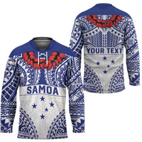 Personalised Toa Samoa Rugby Spirit Hockey Jersey White Samoan Tribal Pattern - Polynesian Pride