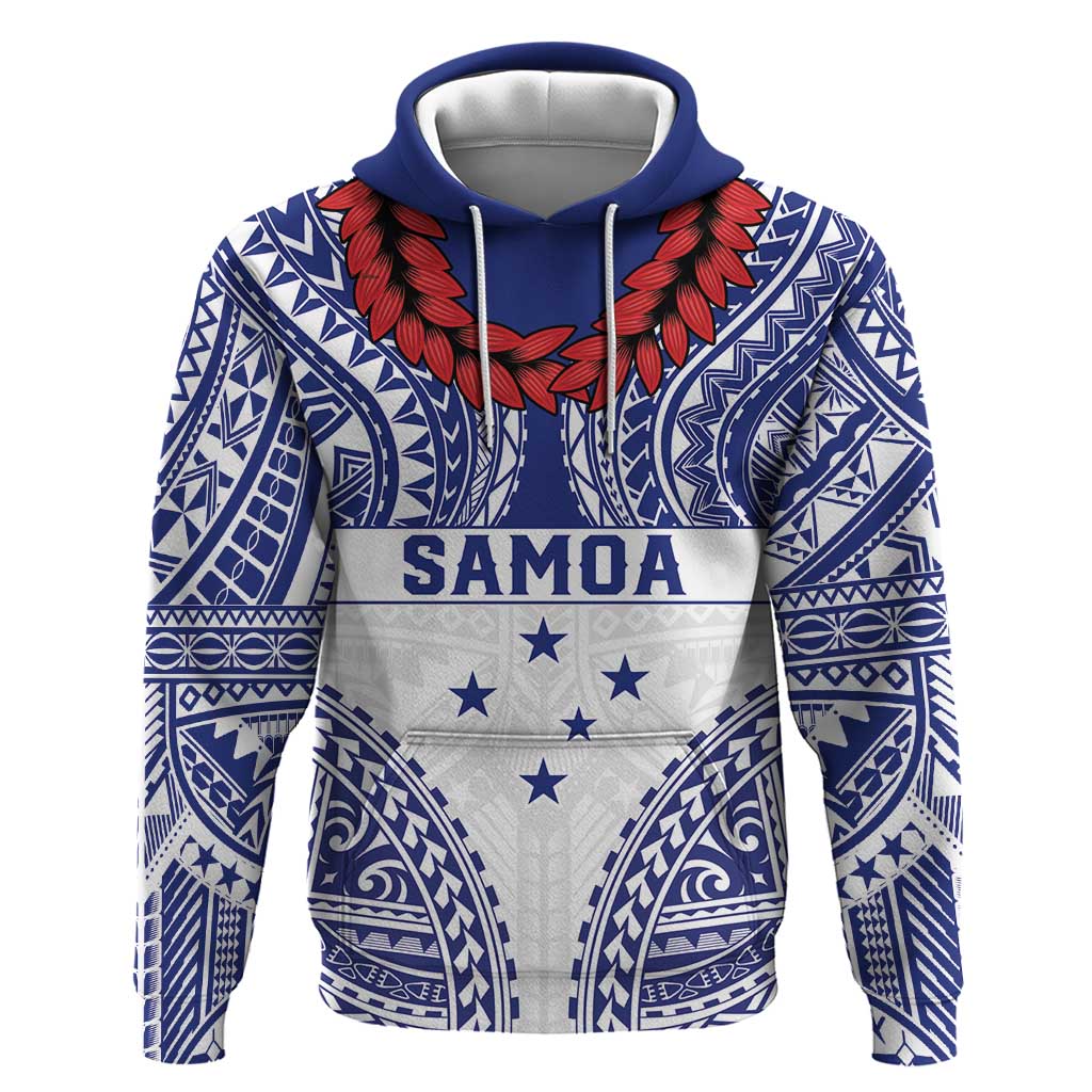 Personalised Toa Samoa Rugby Spirit Hoodie White Samoan Tribal Pattern - Polynesian Pride