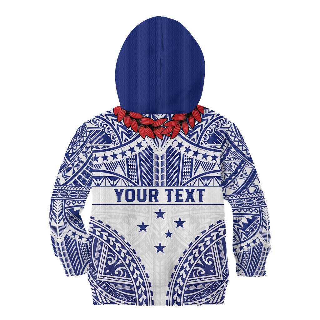 Personalised Toa Samoa Rugby Spirit Kid Hoodie White Samoan Tribal Pattern - Polynesian Pride