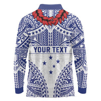 Personalised Toa Samoa Rugby Spirit Long Sleeve Polo Shirt White Samoan Tribal Pattern - Polynesian Pride
