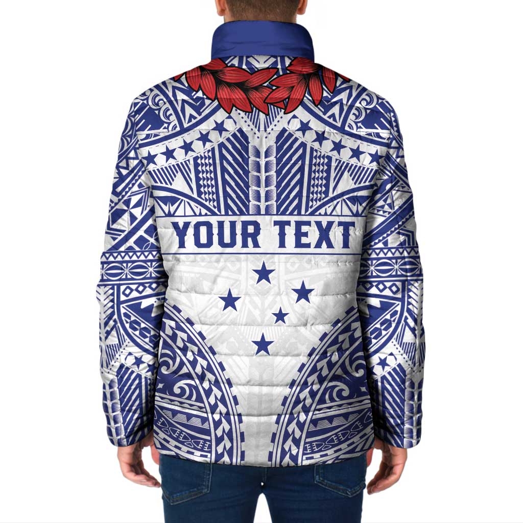 Personalised Toa Samoa Rugby Spirit Padded Jacket White Samoan Tribal Pattern - Polynesian Pride