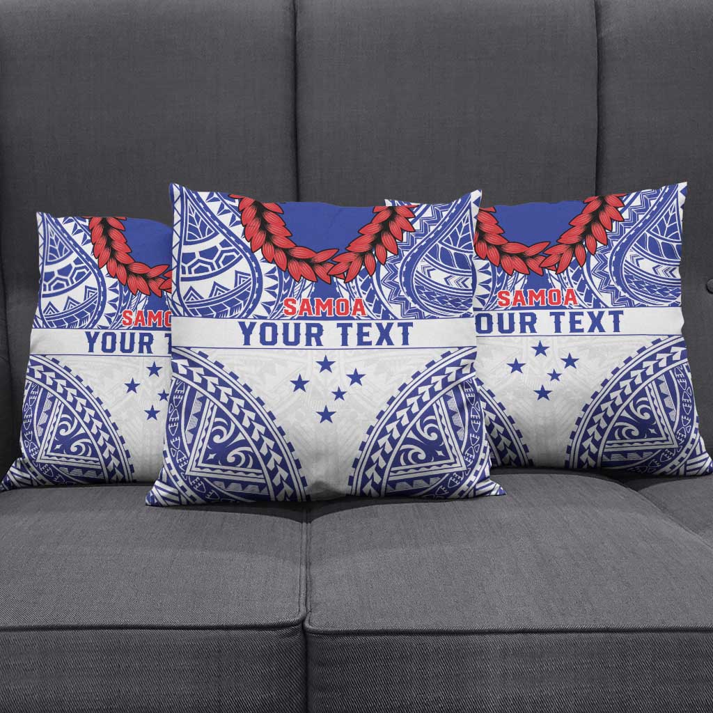 Personalised Toa Samoa Rugby Spirit Pillow Cover White Samoan Tribal Pattern - Polynesian Pride