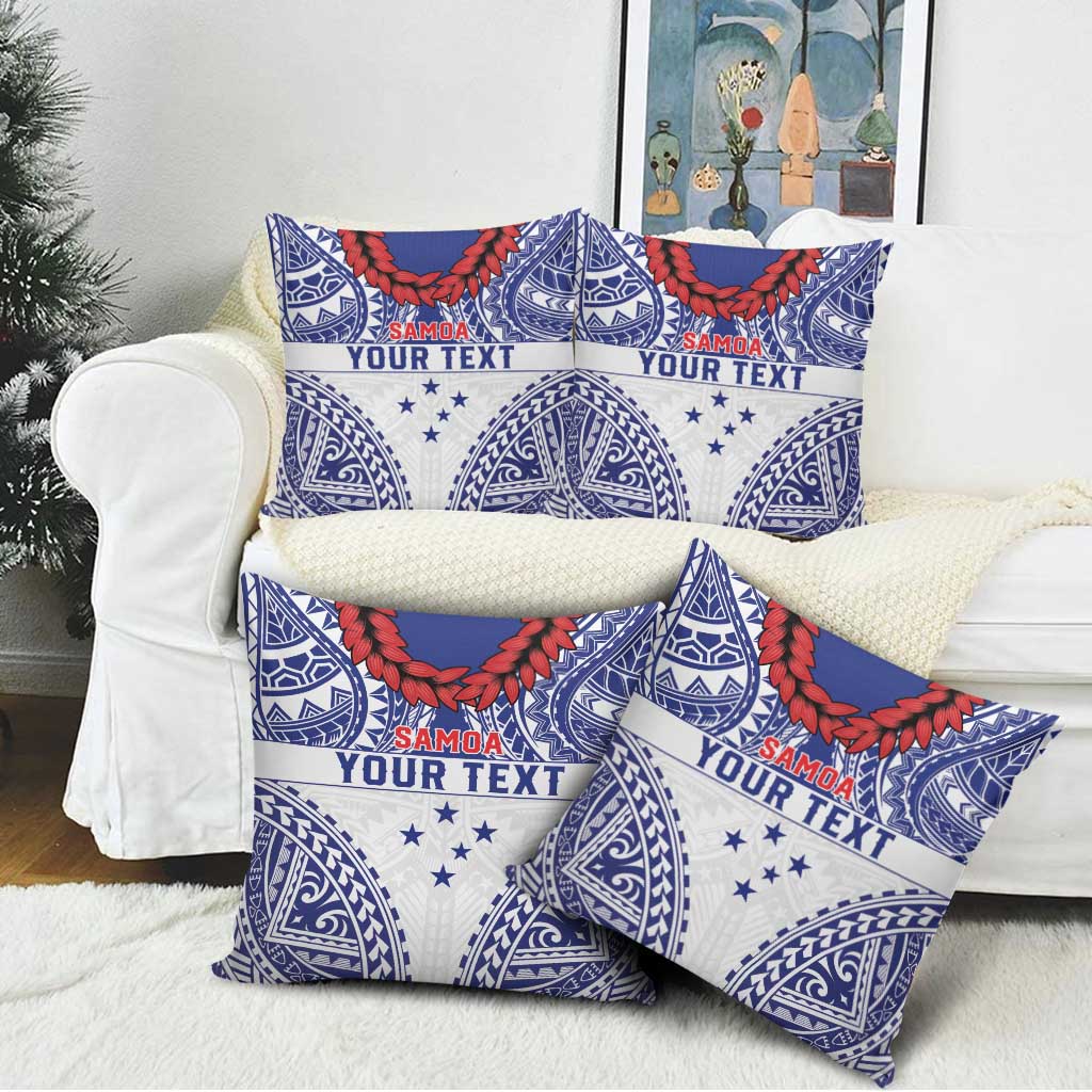 Personalised Toa Samoa Rugby Spirit Pillow Cover White Samoan Tribal Pattern - Polynesian Pride