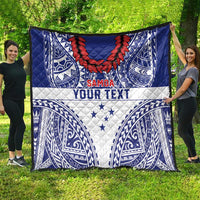 Personalised Toa Samoa Rugby Spirit Quilt White Samoan Tribal Pattern - Polynesian Pride