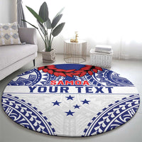 Personalised Toa Samoa Rugby Spirit Round Carpet White Samoan Tribal Pattern - Polynesian Pride