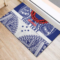 Personalised Toa Samoa Rugby Spirit Rubber Doormat White Samoan Tribal Pattern - Polynesian Pride