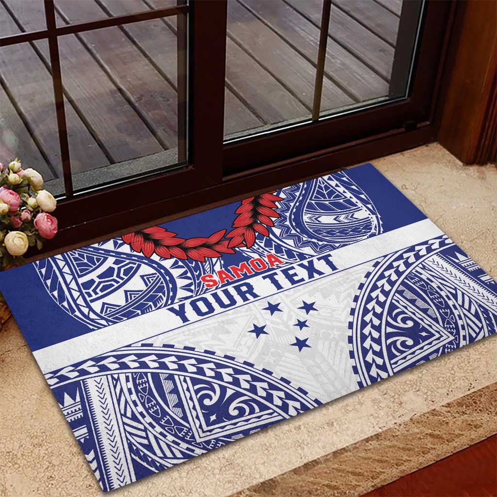 Personalised Toa Samoa Rugby Spirit Rubber Doormat White Samoan Tribal Pattern - Polynesian Pride