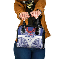 Personalised Toa Samoa Rugby Spirit Shoulder Handbag White Samoan Tribal Pattern - Polynesian Pride