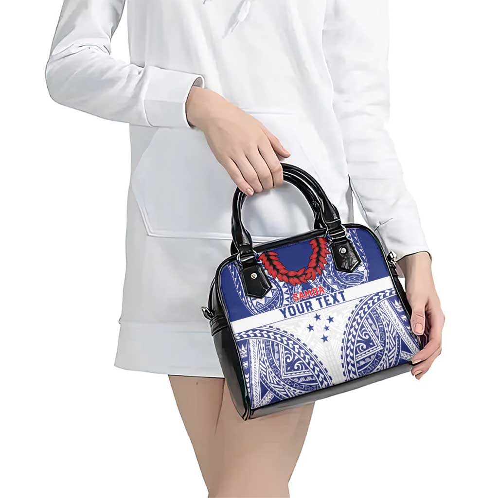 Personalised Toa Samoa Rugby Spirit Shoulder Handbag White Samoan Tribal Pattern - Polynesian Pride