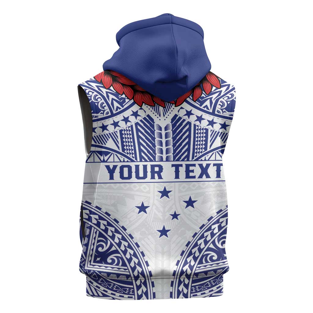 Personalised Toa Samoa Rugby Spirit Sleeveless Zip Hoodie White Samoan Tribal Pattern - Polynesian Pride
