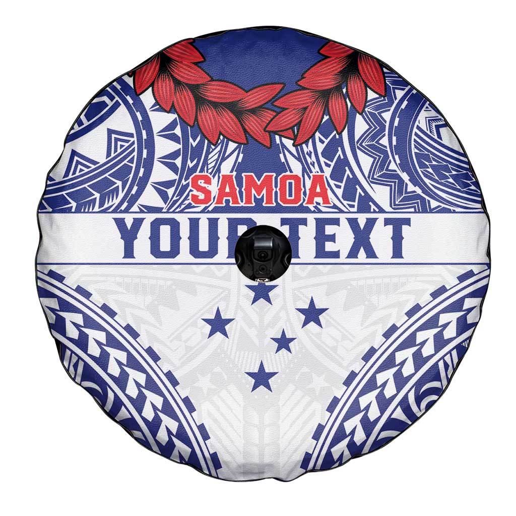 Personalised Toa Samoa Rugby Spirit Spare Tire Cover White Samoan Tribal Pattern - Polynesian Pride
