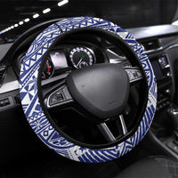 Toa Samoa Rugby Spirit Steering Wheel Cover White Samoan Tribal Pattern - Polynesian Pride