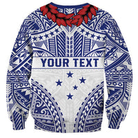 Personalised Toa Samoa Rugby Spirit Sweatshirt White Samoan Tribal Pattern - Polynesian Pride
