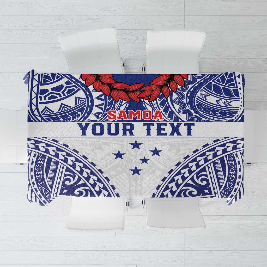 Personalised Toa Samoa Rugby Spirit Tablecloth White Samoan Tribal Pattern - Polynesian Pride