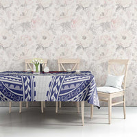 Personalised Toa Samoa Rugby Spirit Tablecloth White Samoan Tribal Pattern - Polynesian Pride